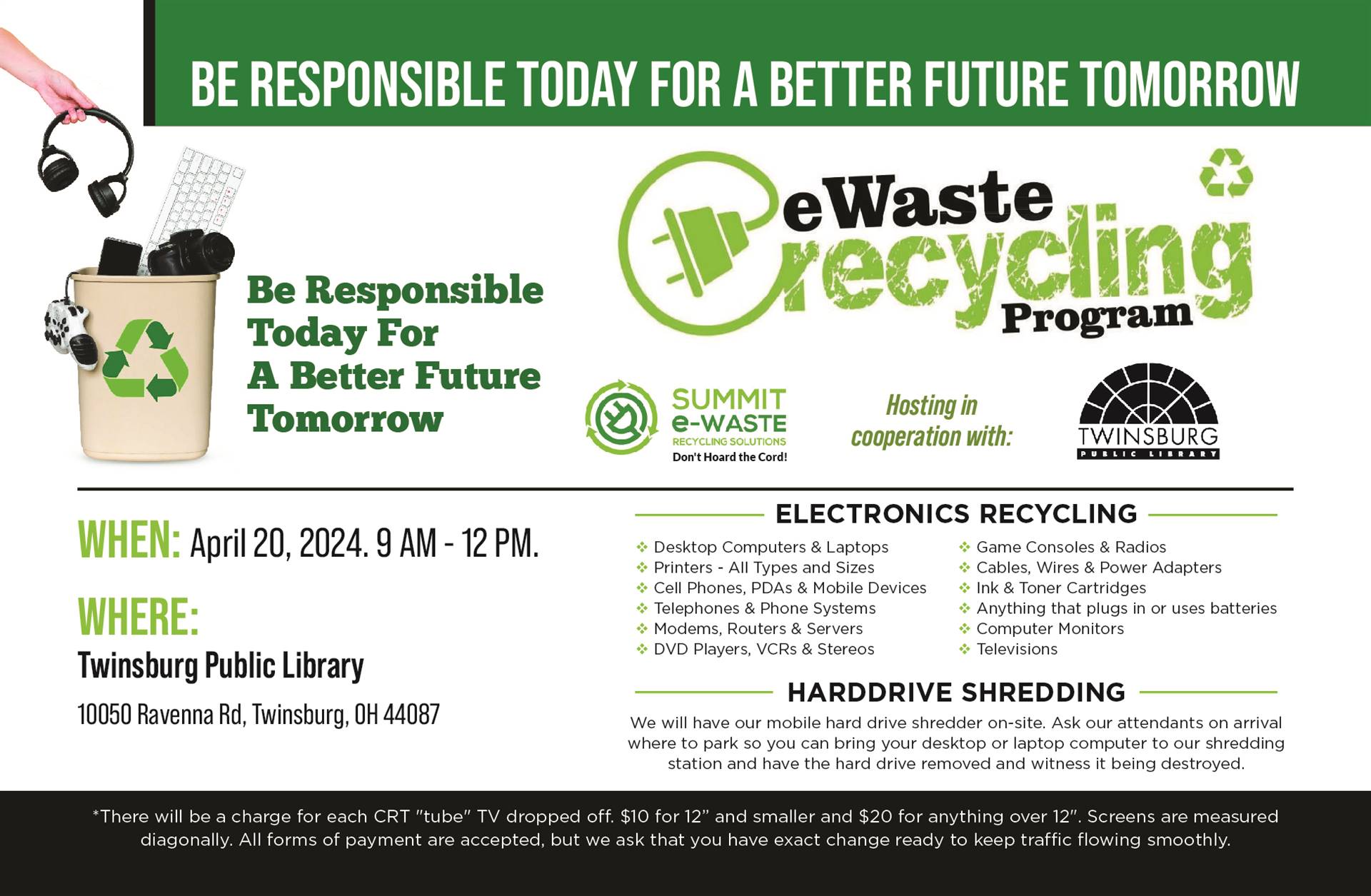 Library April ewaste recycling